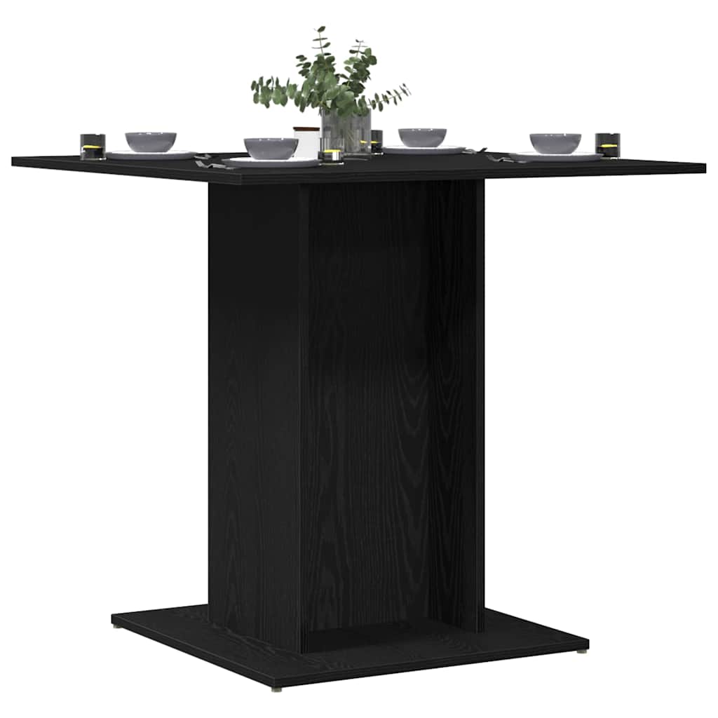 Dining Table Black Oak 80x80x75 cm Engineered Wood